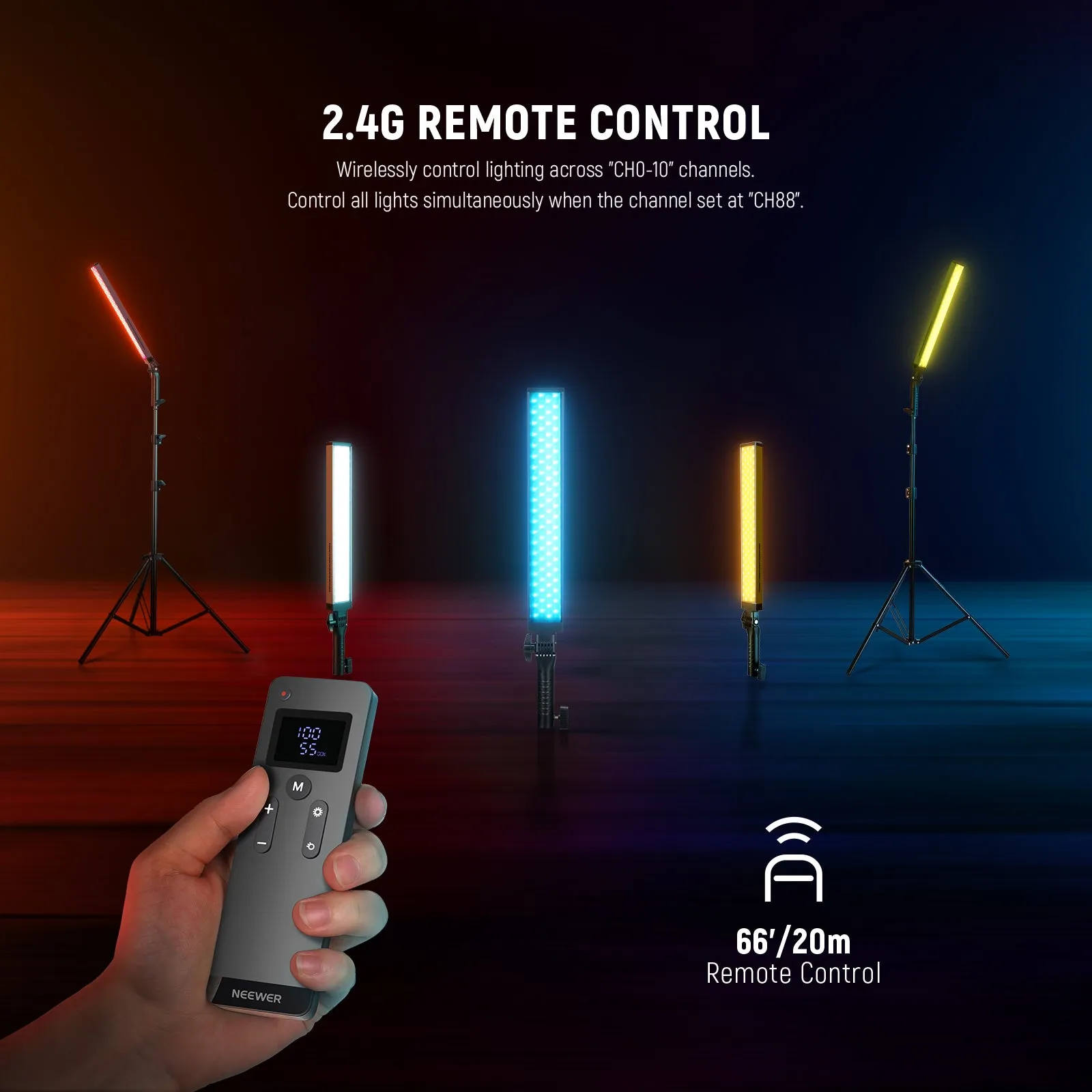 NEEWER BH20B Ultra Upgraded 40W Handheld LED Video Light Stick Kit