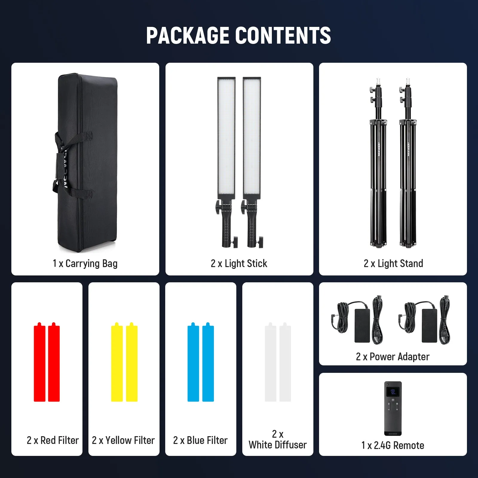 NEEWER BH20B Ultra Upgraded 40W Handheld LED Video Light Stick Kit