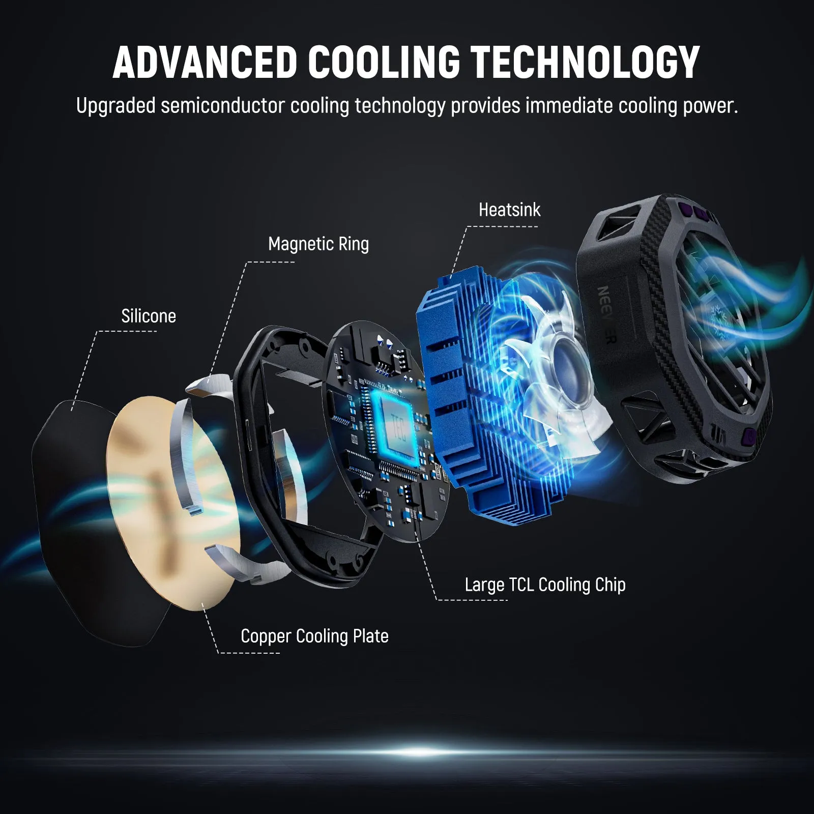 NEEWER PA060 Phone Fan Cooler Magnetic Wireless Charger