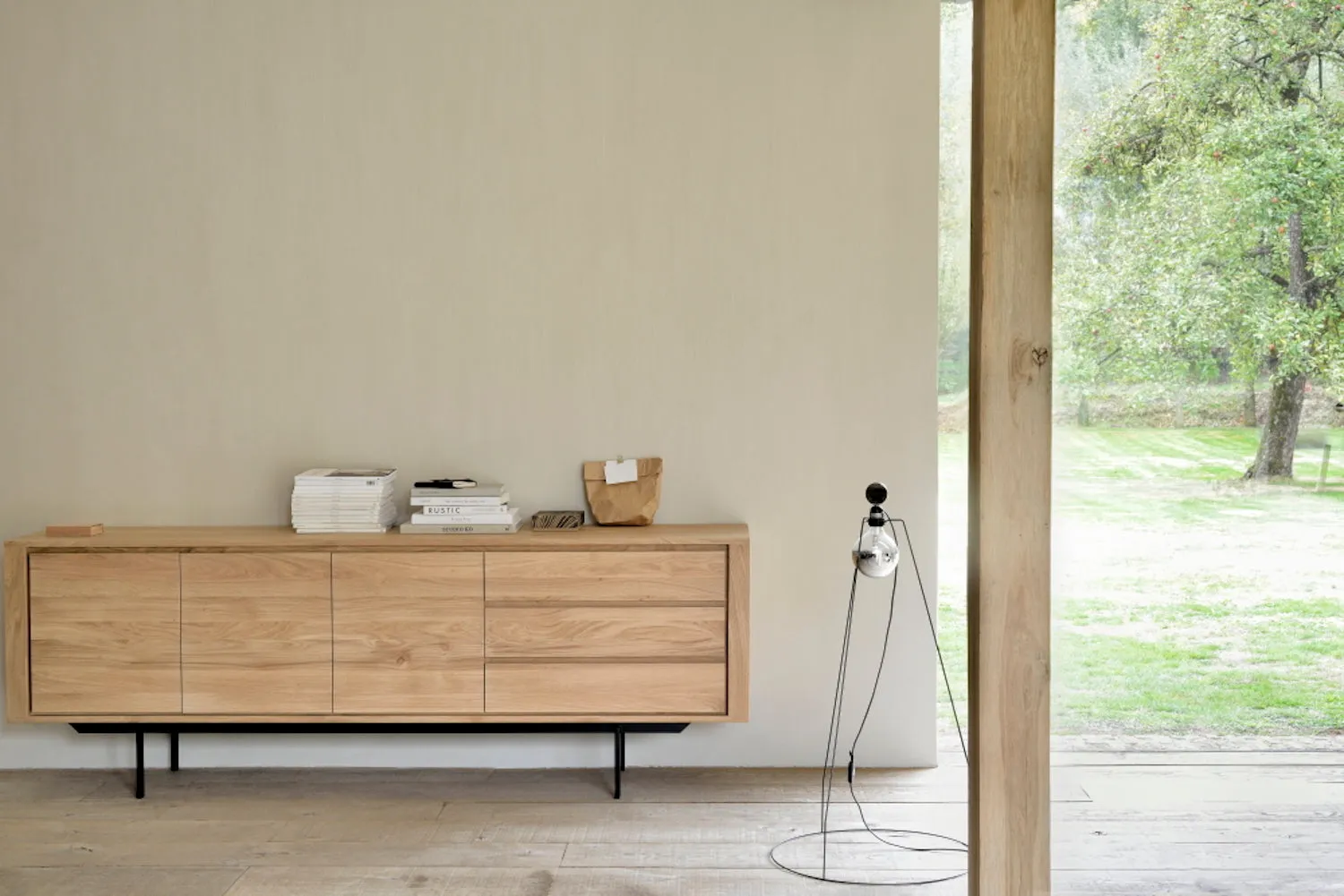 Oak Shadow Sideboard - Black Metal Legs