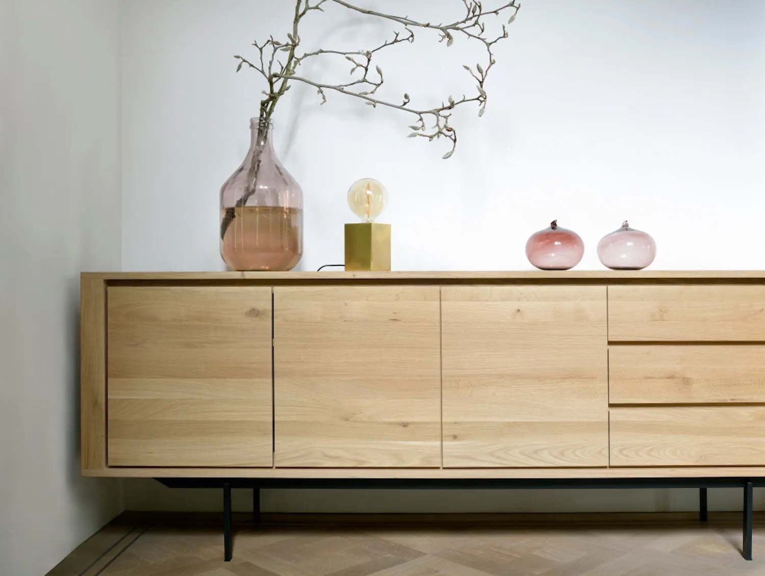 Oak Shadow Sideboard - Black Metal Legs
