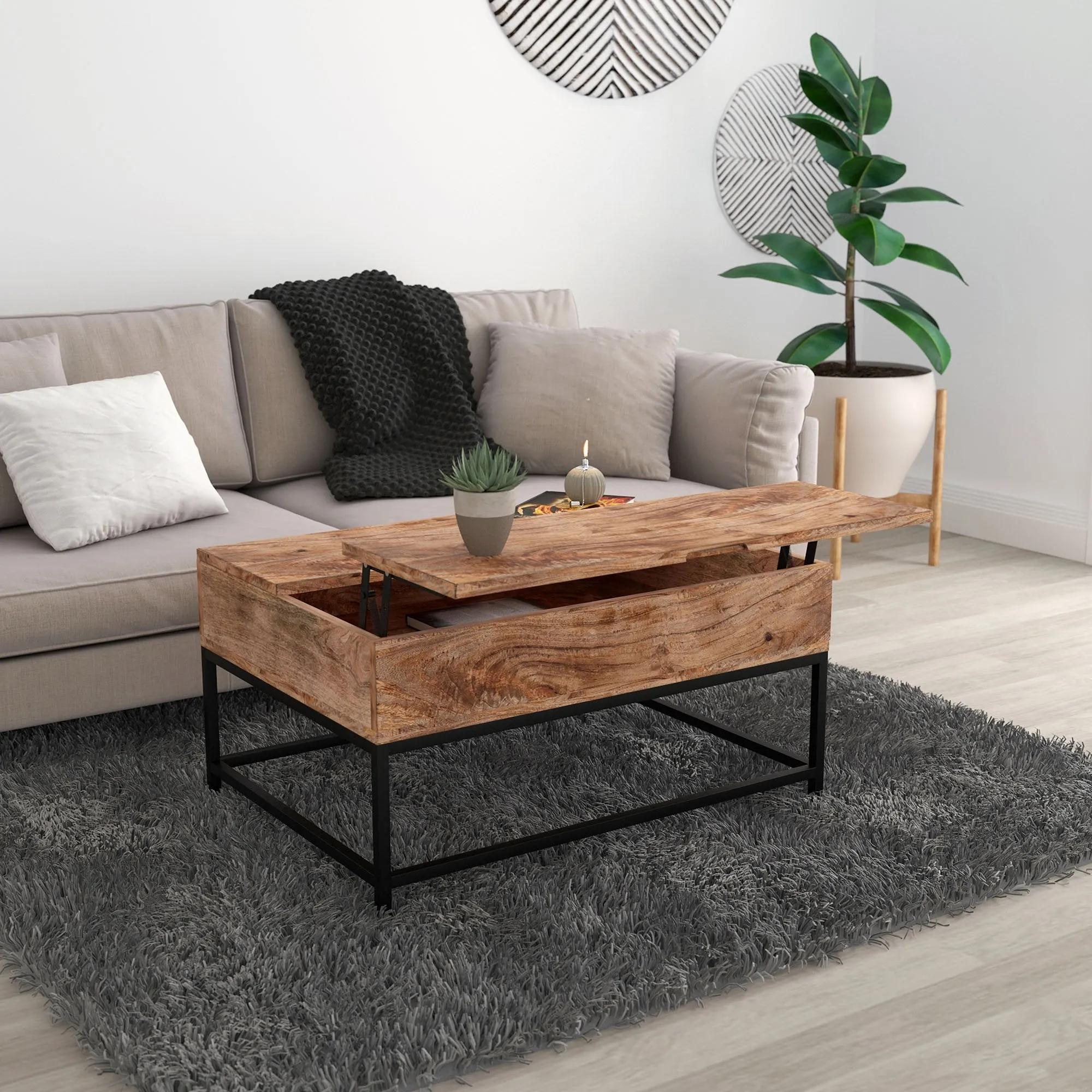 Ojas-Lift-Top Coffee Table-Natual Burnt