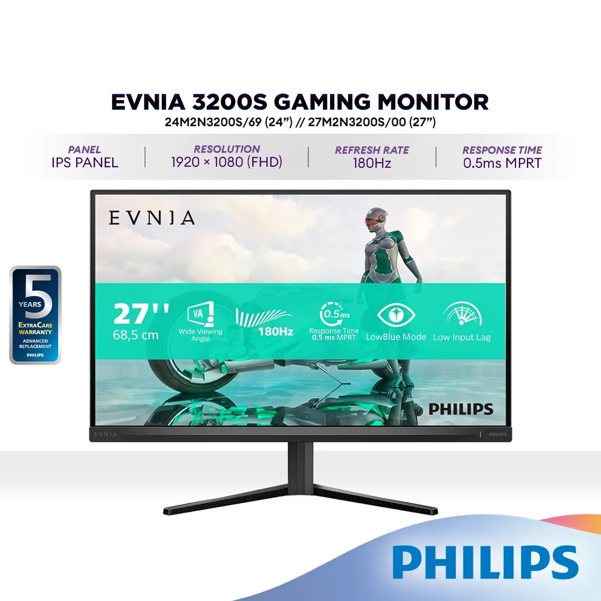 PHILIPS ENVIA 24M2N3200S (24") / 27M2N3200S (27") IPS FHD Gaming Monitor | 180Hz | HDR10 | 0.5ms