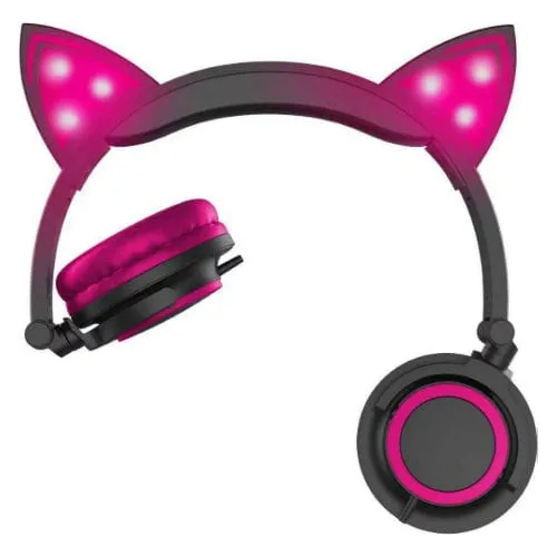 Pink LED Cat Ears: Headphones - Hype