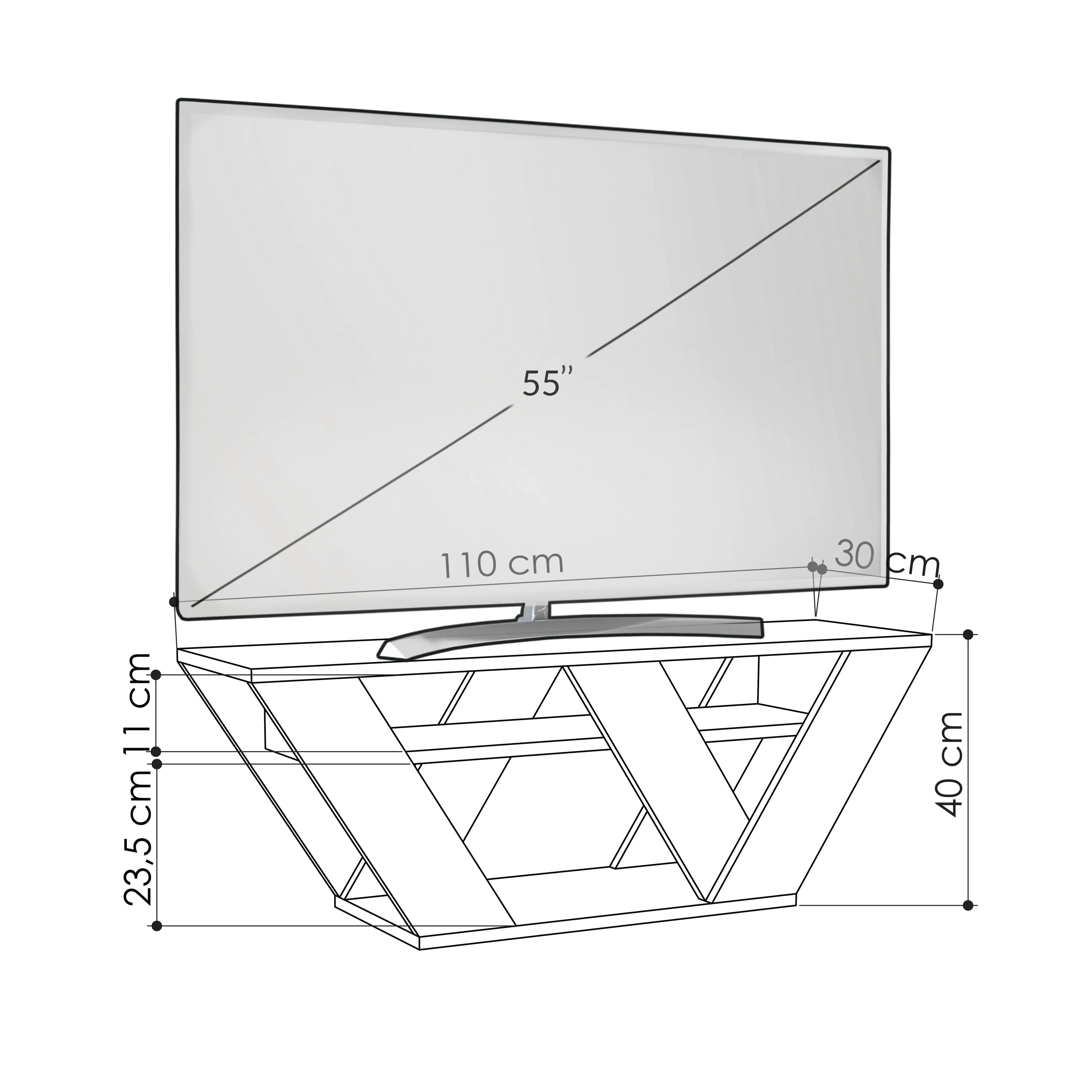 Pipralla Modern TV Stand 110 cm