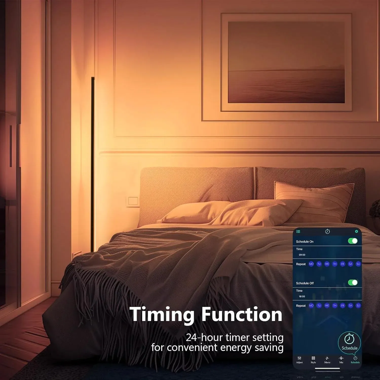 RGB Floor Lamp with Music Sync and 16 Million Colors