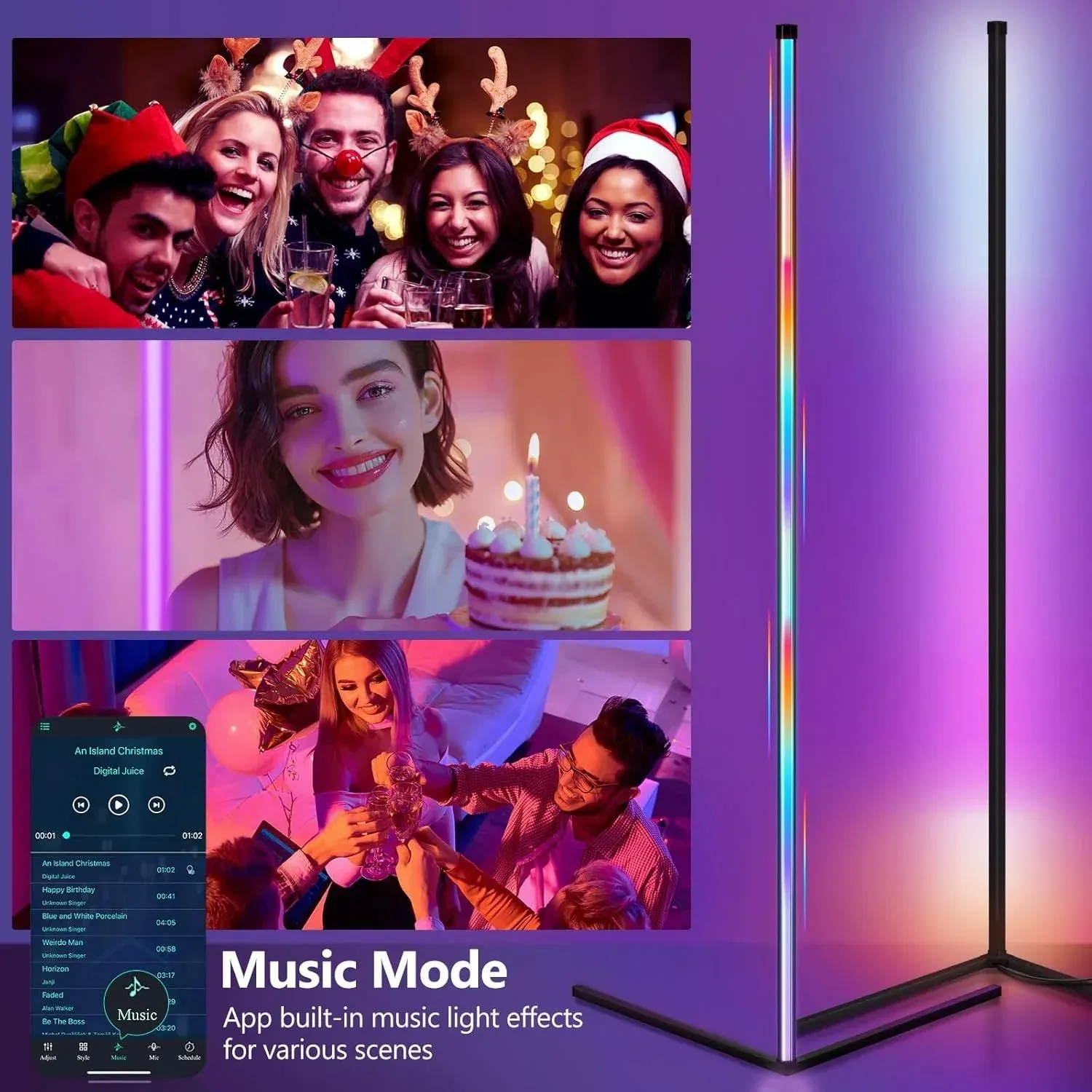 RGB Floor Lamp with Music Sync and 16 Million Colors
