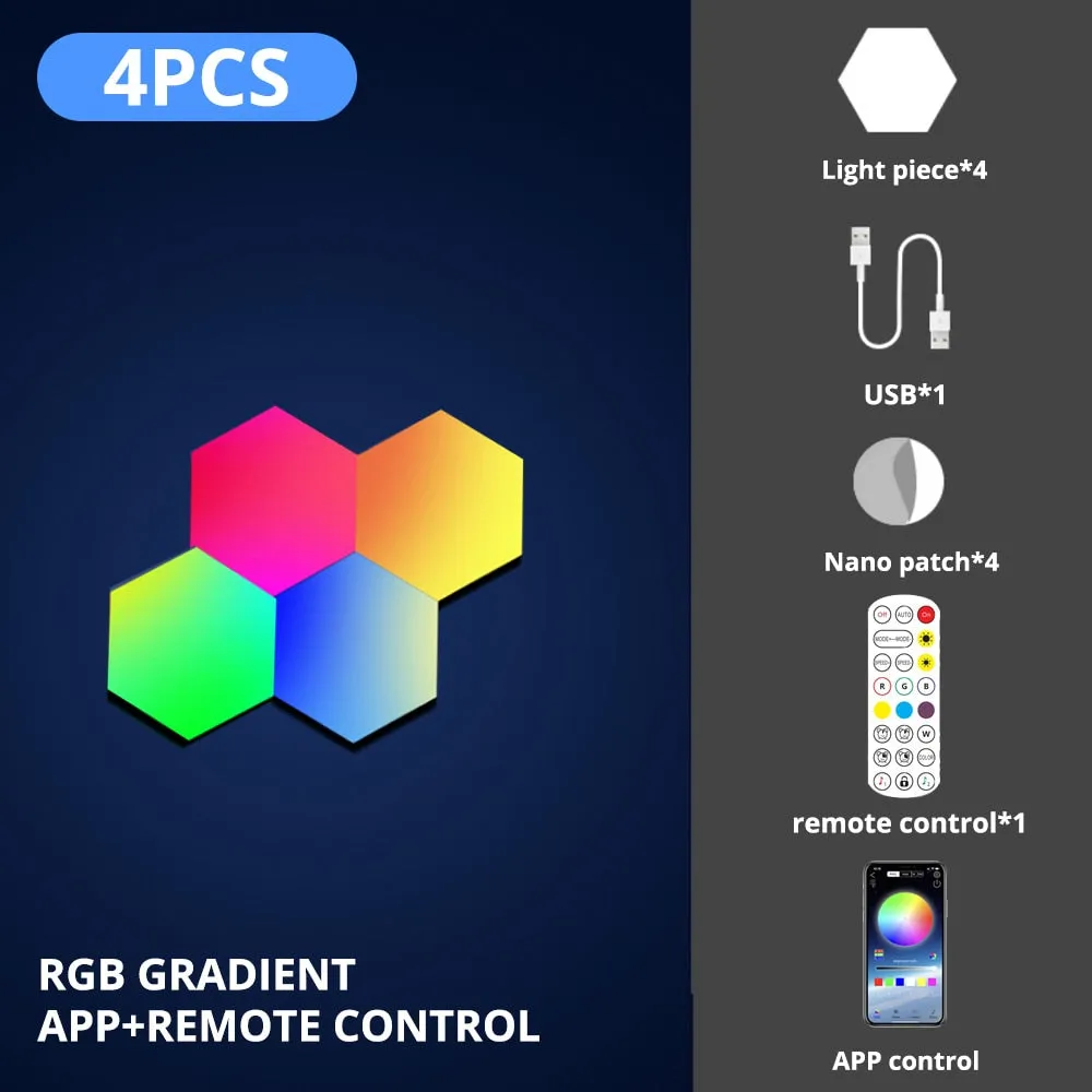 RGB LED Hexagon Gaming Light with APP and Remote