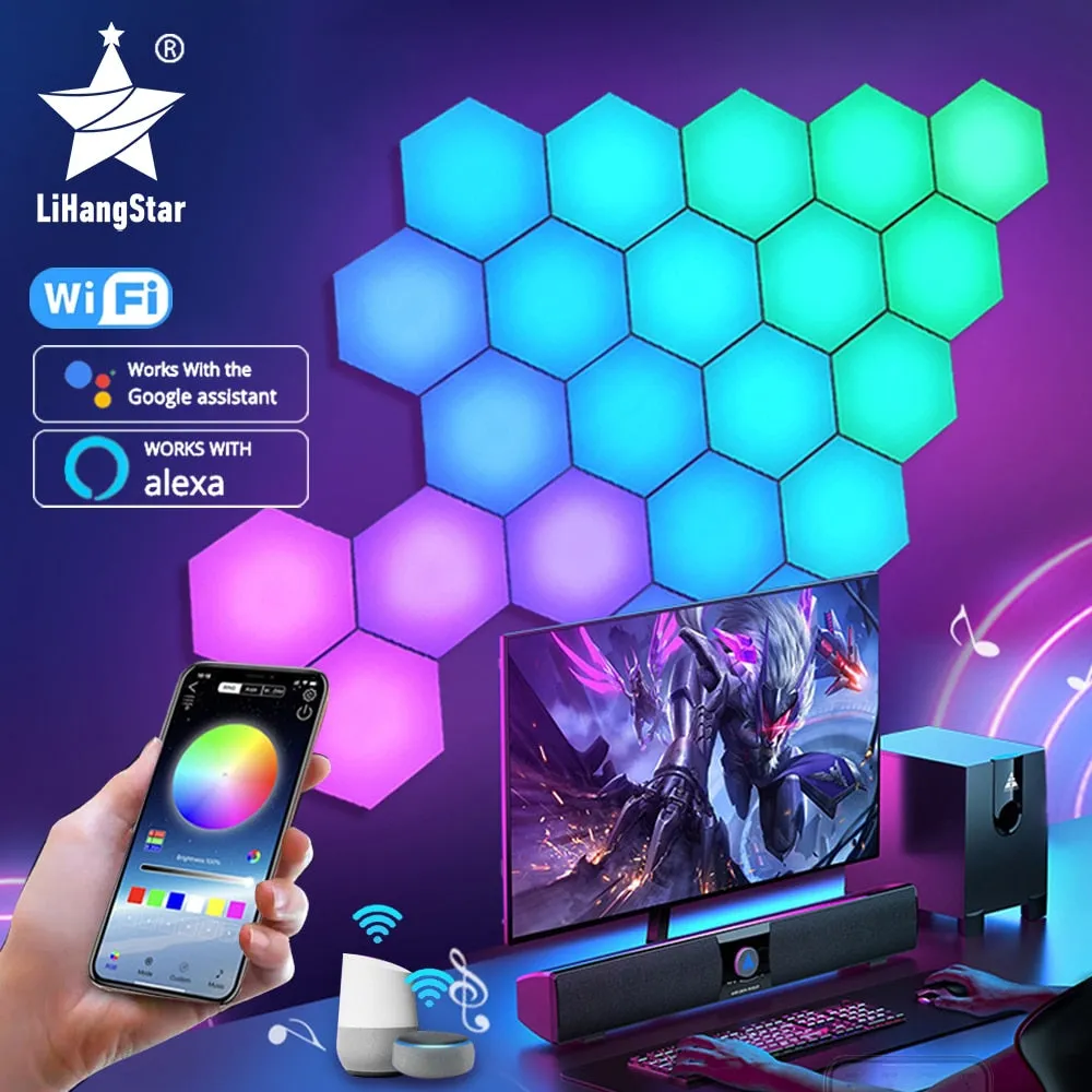 RGB LED Hexagon Gaming Light with APP and Remote