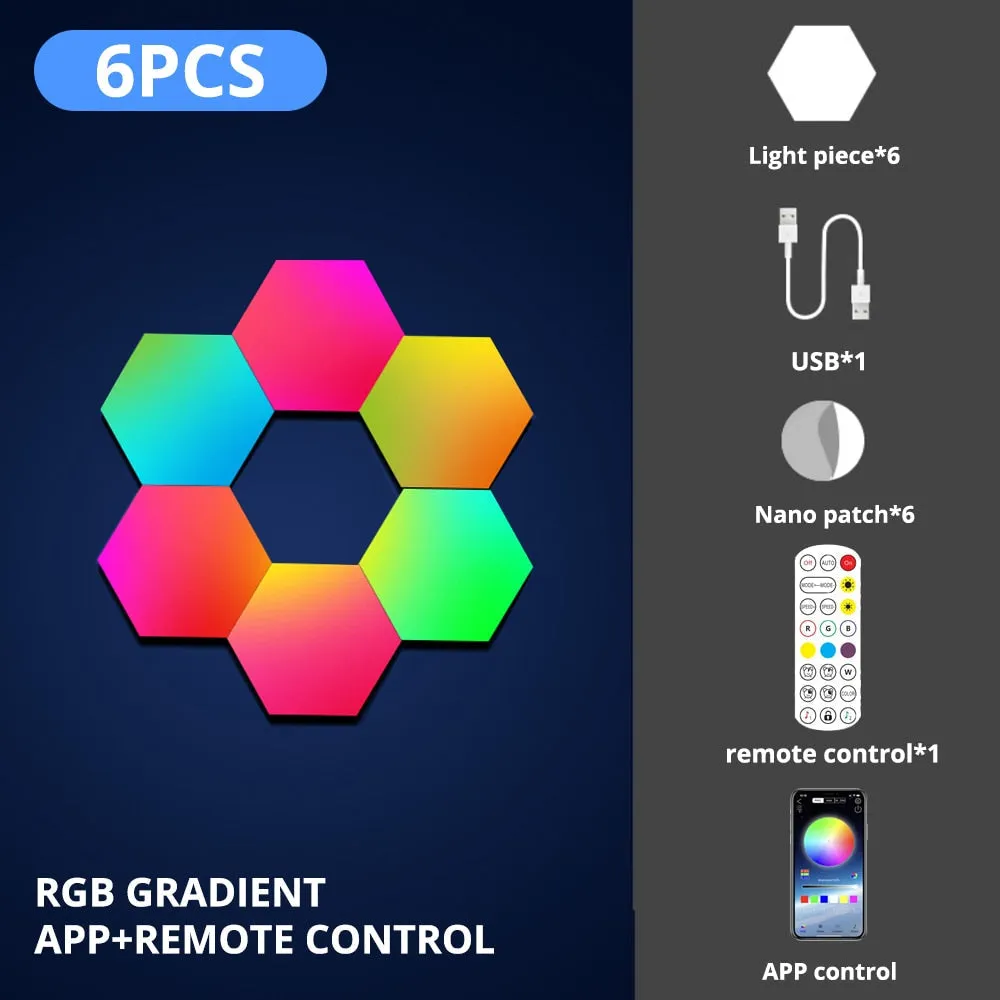RGB LED Hexagon Gaming Light with APP and Remote