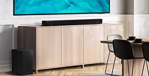 SAMSUNG HW-C450 2.1ch Soundbar w/DTS Virtual X, Subwoofer Included, Bass Boost, Adaptive Sound Lite, Game Mode, Bluetooth, Wireless Surround Sound Compatible (Newest Model),Black