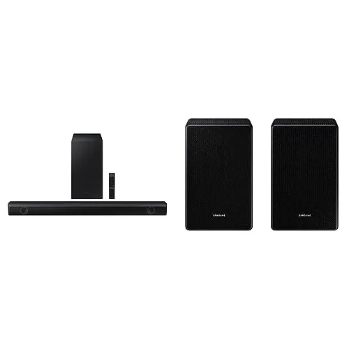 SAMSUNG HW-C450 2.1ch Soundbar w/DTS Virtual X, Subwoofer Included, Bass Boost, Adaptive Sound Lite, Game Mode, Bluetooth, Wireless Surround Sound Compatible (Newest Model),Black