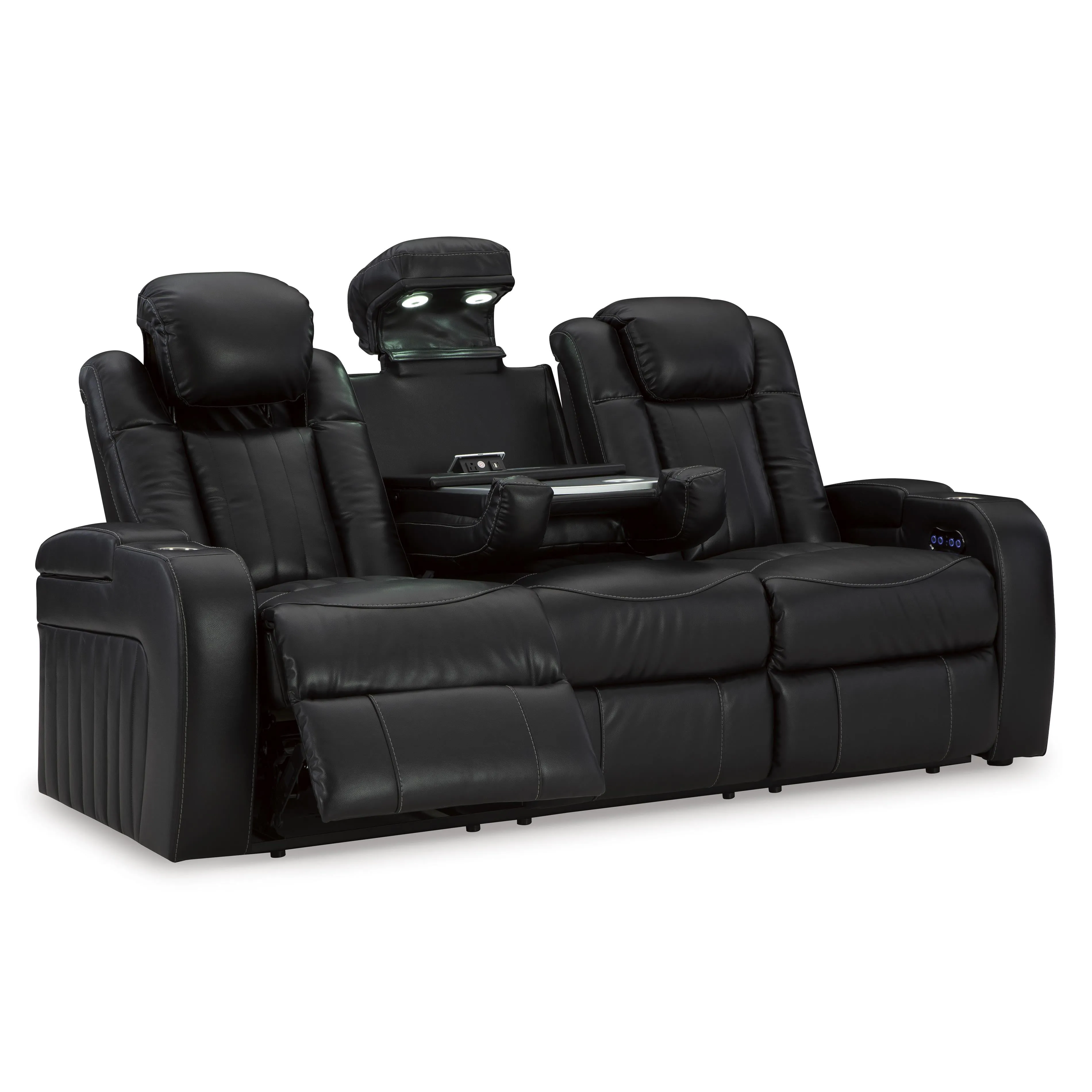 Signature Design by Ashley Caveman Den Power Reclining Leather Look Sofa 9070315