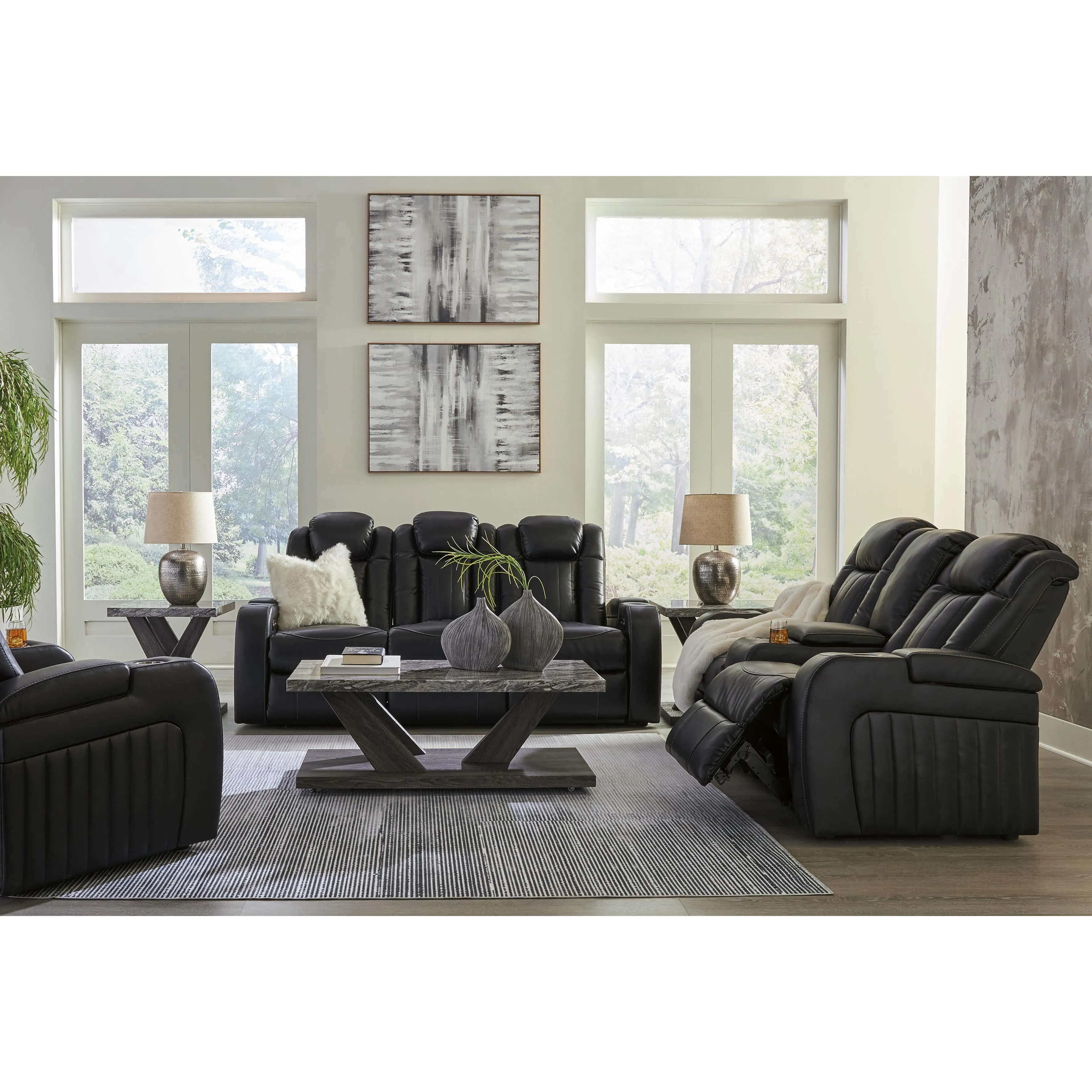 Signature Design by Ashley Caveman Den Power Reclining Leather Look Sofa 9070315