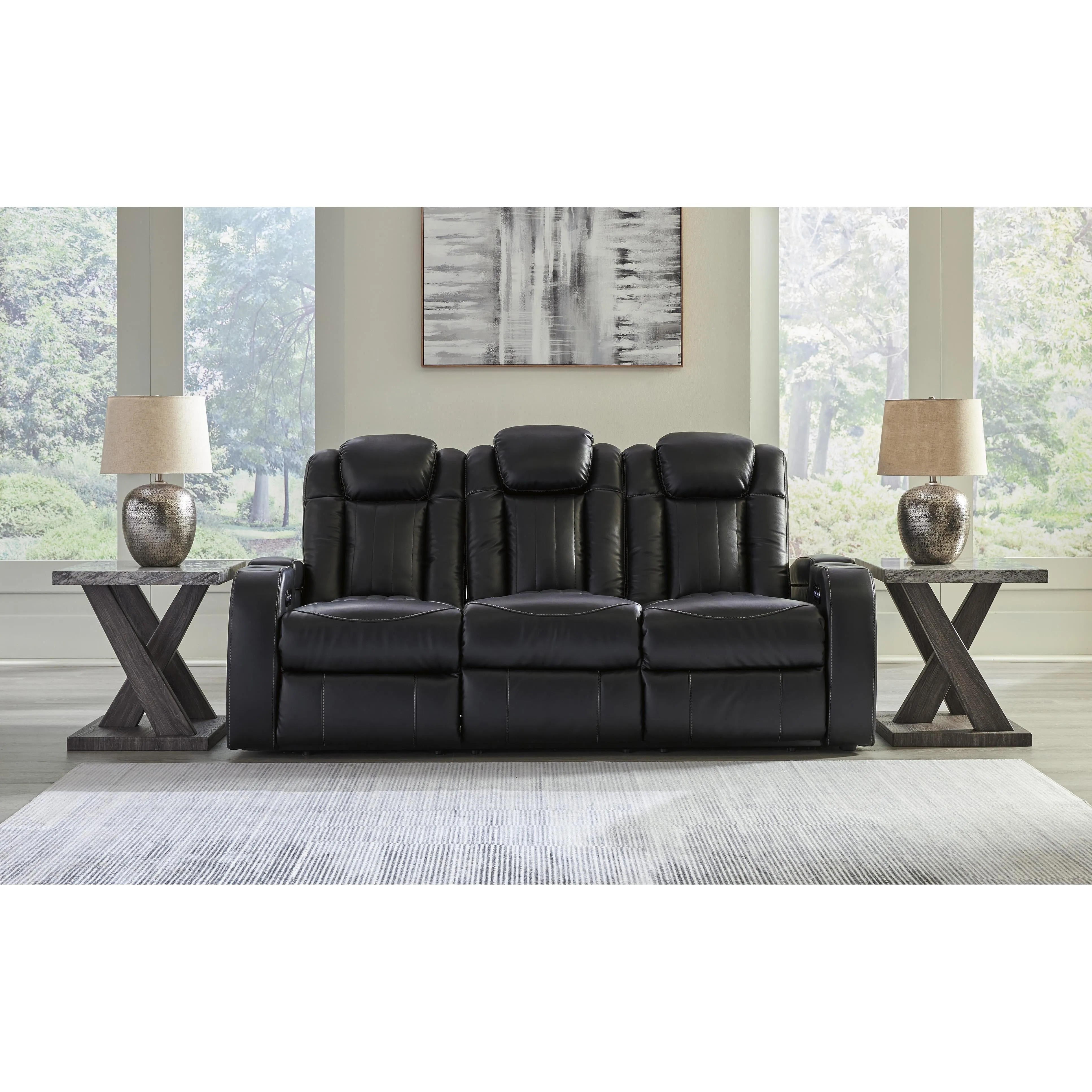 Signature Design by Ashley Caveman Den Power Reclining Leather Look Sofa 9070315