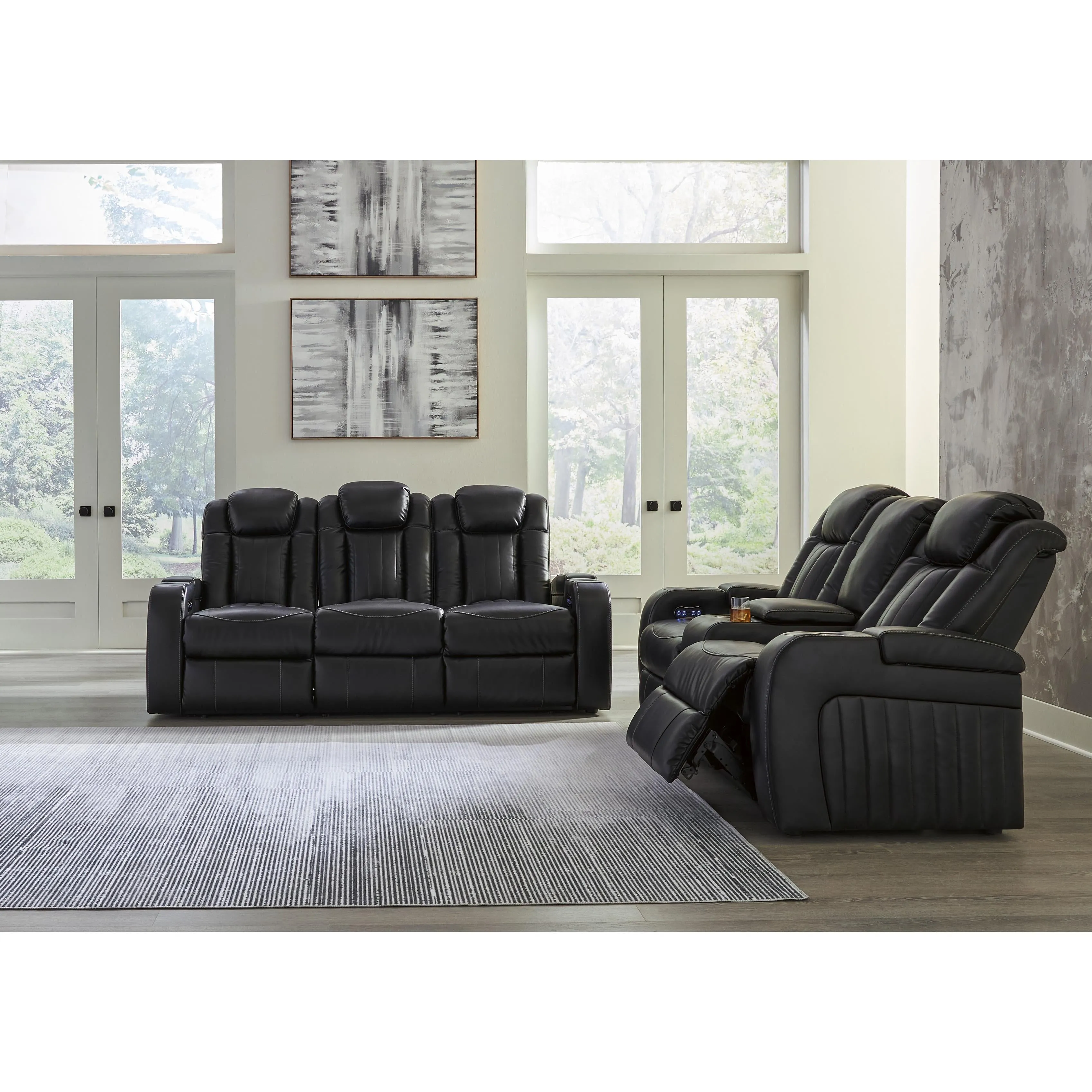 Signature Design by Ashley Caveman Den Power Reclining Leather Look Sofa 9070315