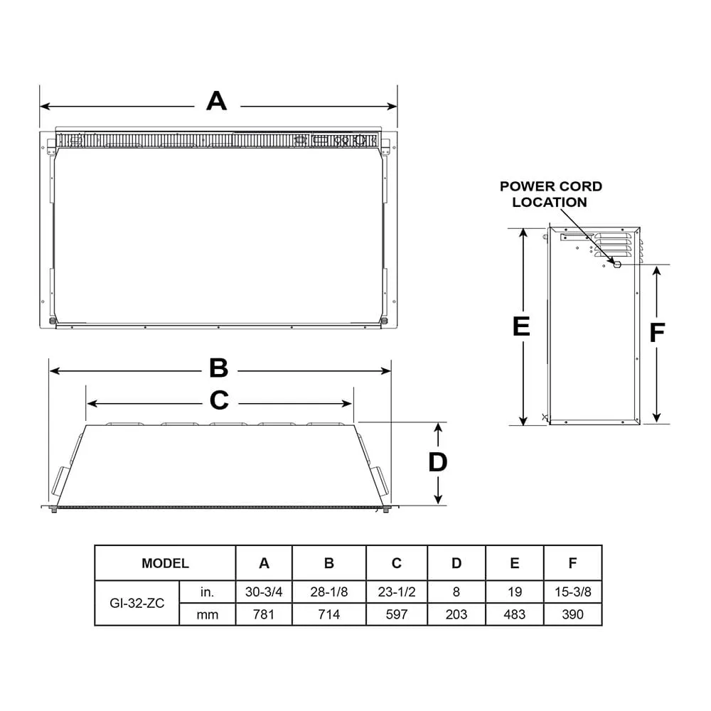 SimpliFire 32-In Built-In Electric Fireplace Insert with Small Surround Trim
