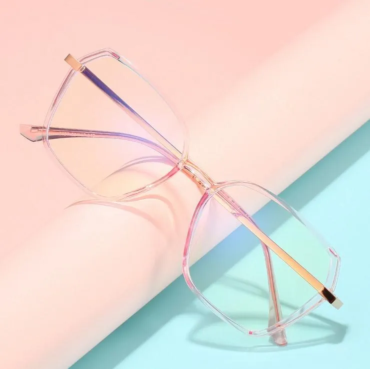 Star - Fashion Blue Light Blocking Computer Reading Gaming Glasses - Transparent Pink