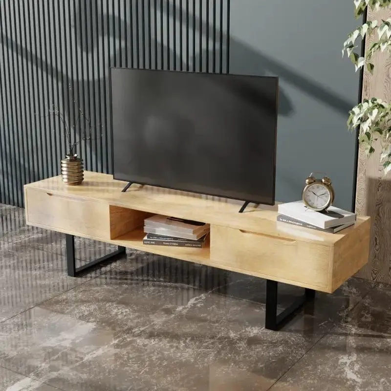 Thomas TV Unit With Storage Space in Large Size in Wooden Texture