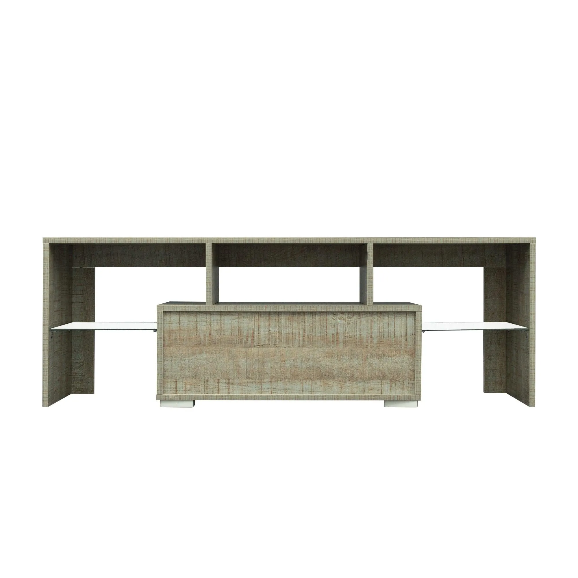 TV Stand with LED RGB Lights,Flat Screen TV Cabinet, Gaming Consoles - in Lounge Room, Living Room and Bedroom，GREY OAK