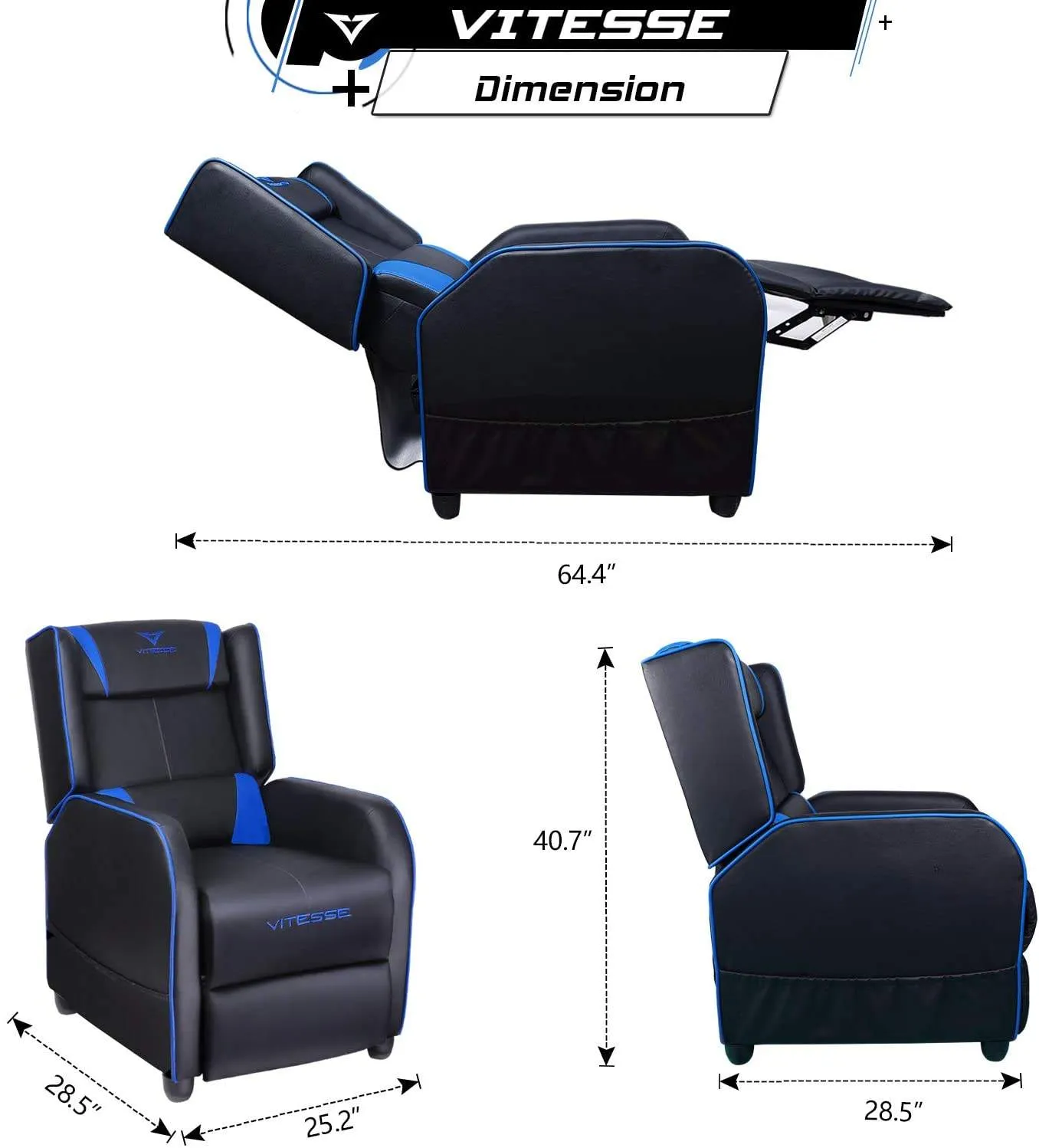 VITESSE Racing Style Single Gaming Recliner & Sofa, Theater Seat VGR02