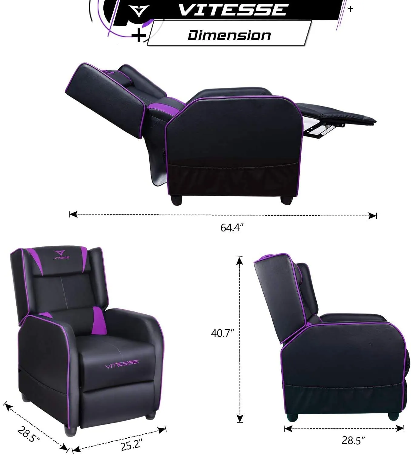 Vitesse Racing Style Single Gaming Recliner & Sofa, Theater Seat