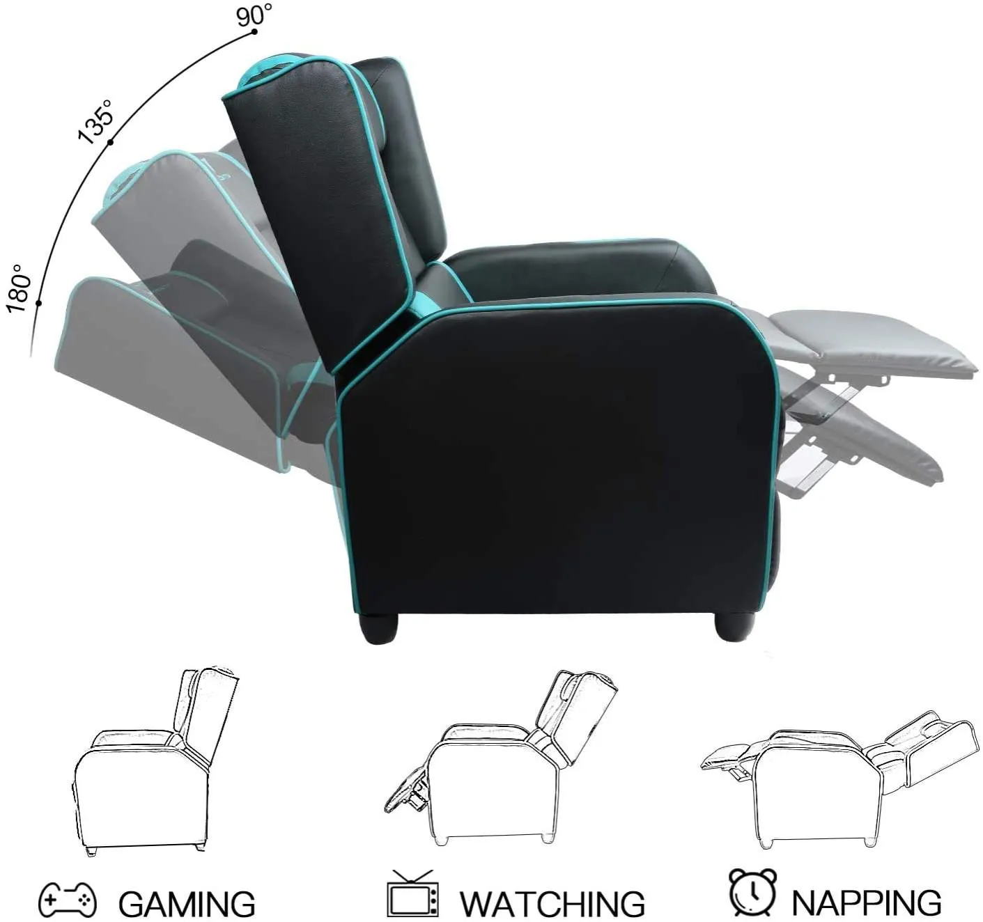 Vitesse Racing Style Single Gaming Recliner & Sofa, Theater Seat