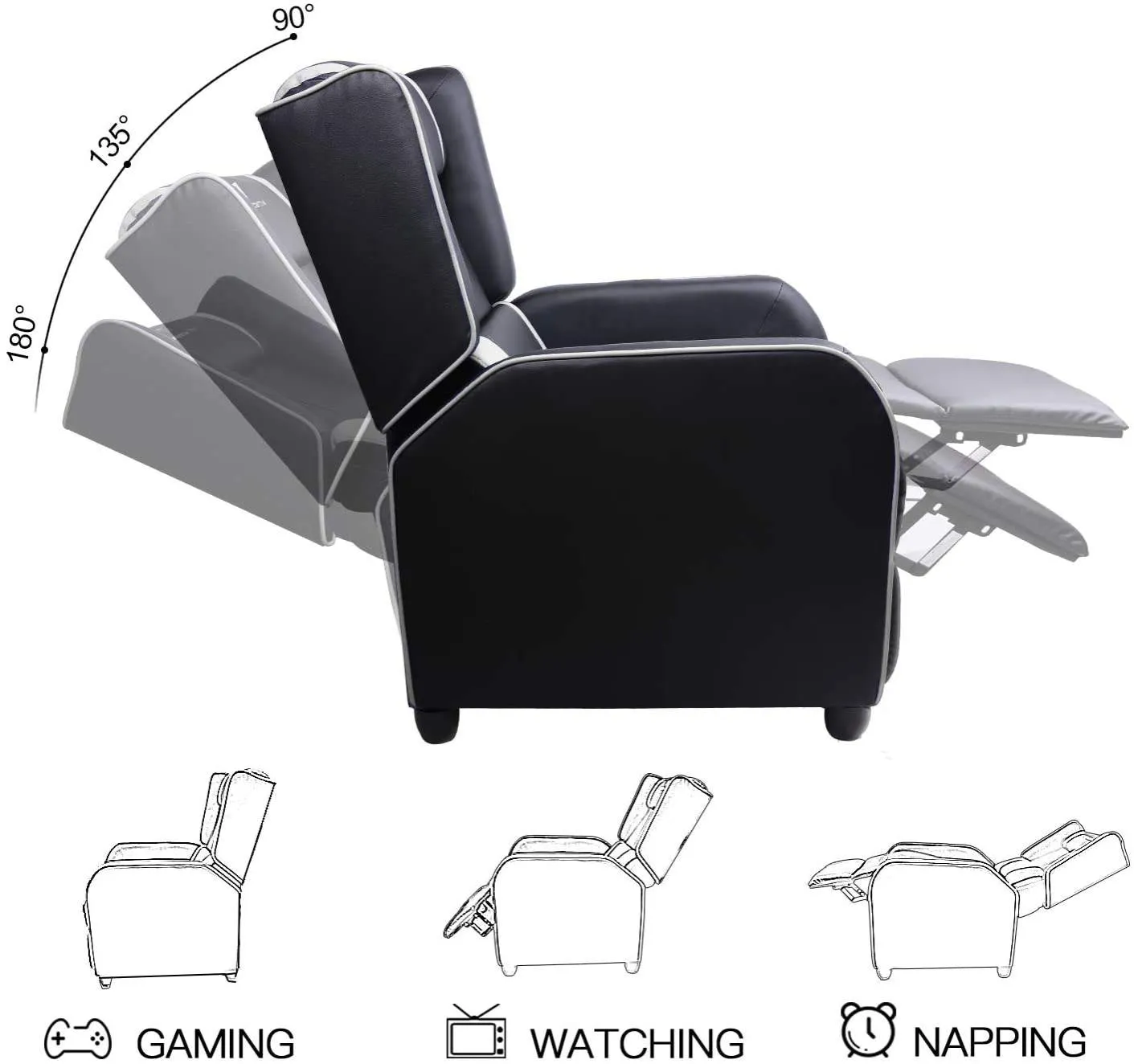 Vitesse Racing Style Single Gaming Recliner & Sofa, Theater Seat