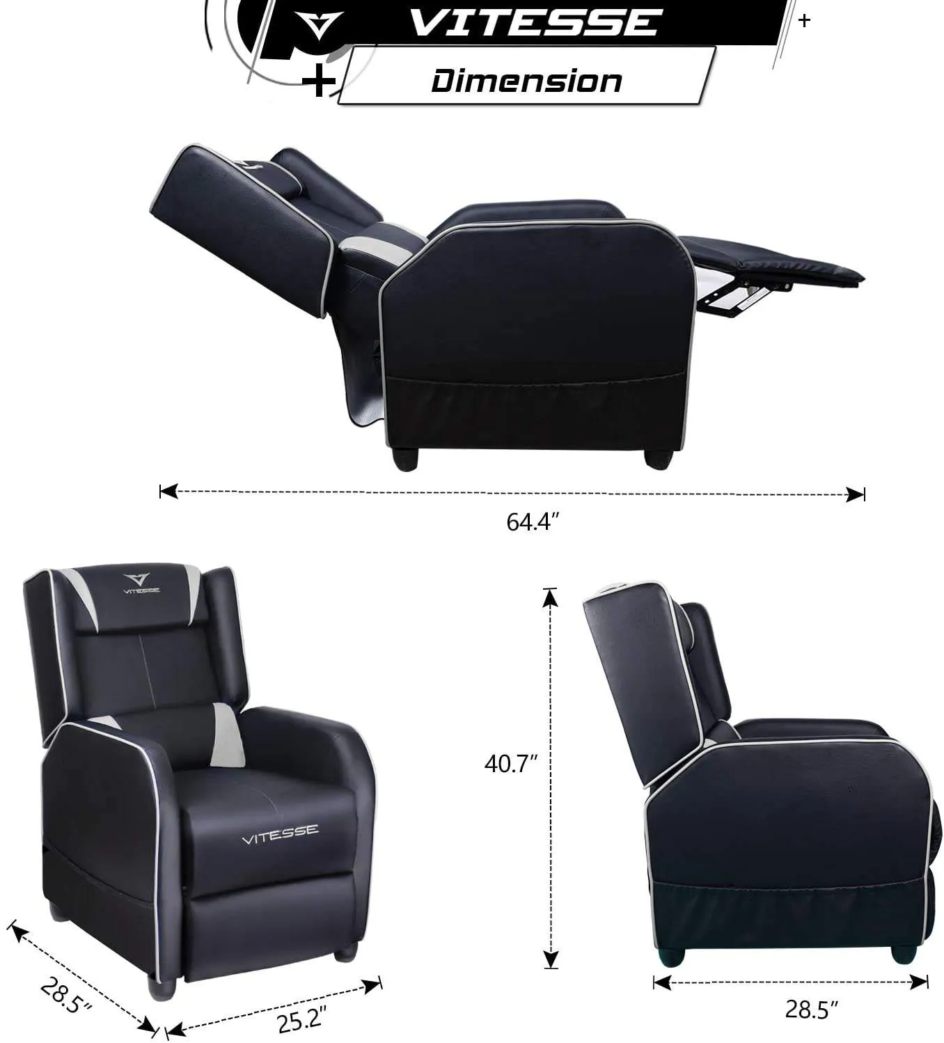Vitesse Racing Style Single Gaming Recliner & Sofa, Theater Seat