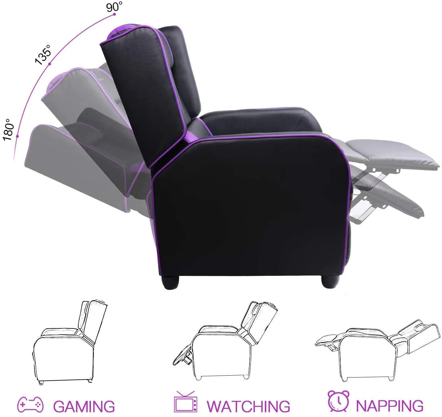 Vitesse Racing Style Single Gaming Recliner & Sofa, Theater Seat