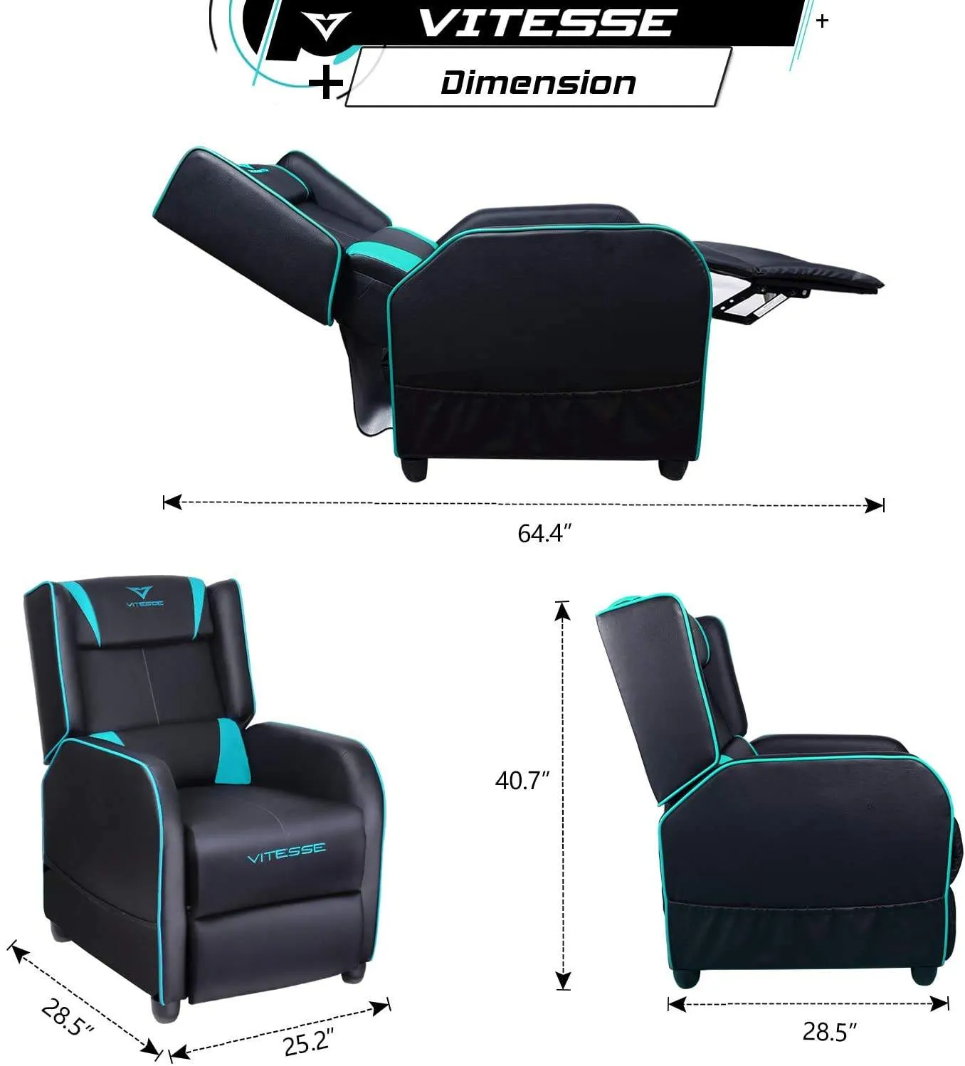 Vitesse Racing Style Single Gaming Recliner & Sofa, Theater Seat