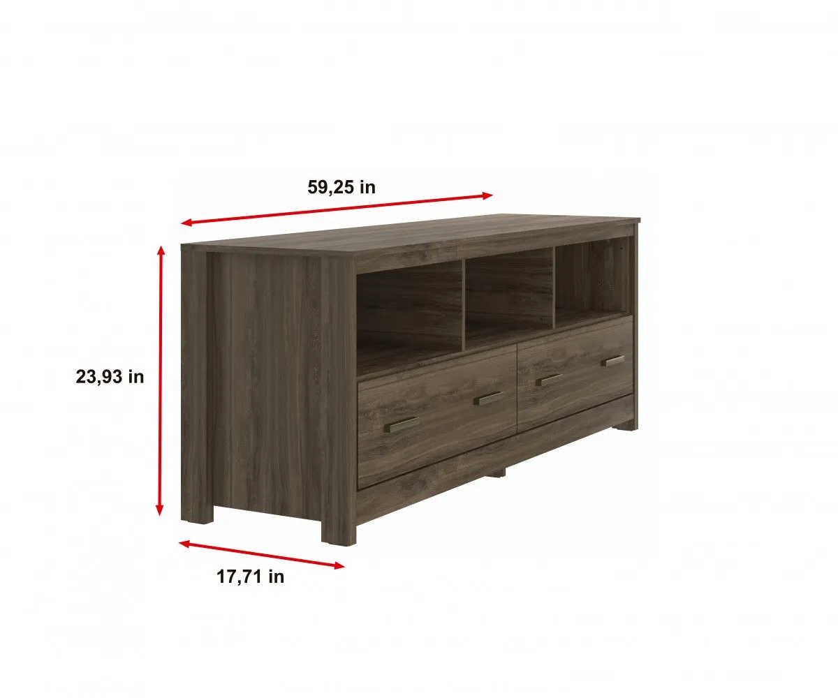 Walnut Oak Wooden Storage Storage TV Stand - Model #9785