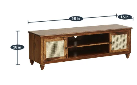 Wooden TV Stand Unit for Living Room with 2 Cabinets & Shelf Storage