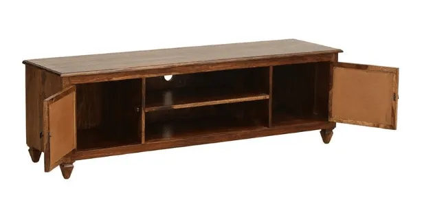 Wooden TV Stand Unit for Living Room with 2 Cabinets & Shelf Storage