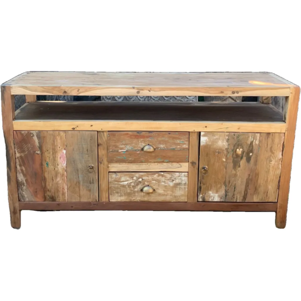 Wooden TV Stand  - Upcycled Teak Wood Cupboard - Recycled & Fairly Traded