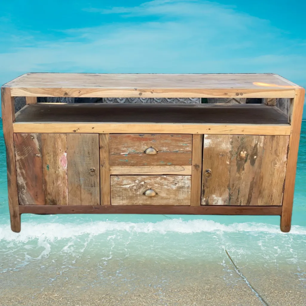 Wooden TV Stand  - Upcycled Teak Wood Cupboard - Recycled & Fairly Traded