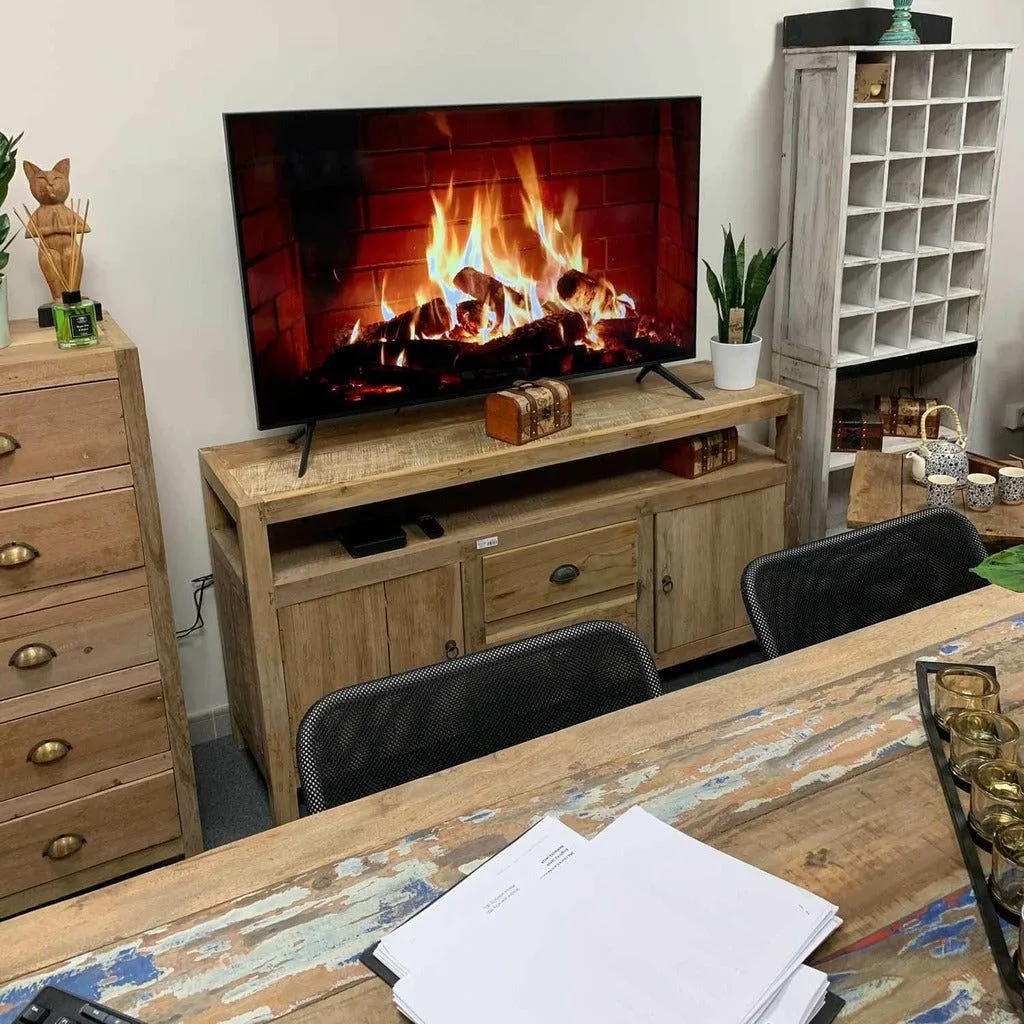 Wooden TV Stand  - Upcycled Teak Wood Cupboard - Recycled & Fairly Traded