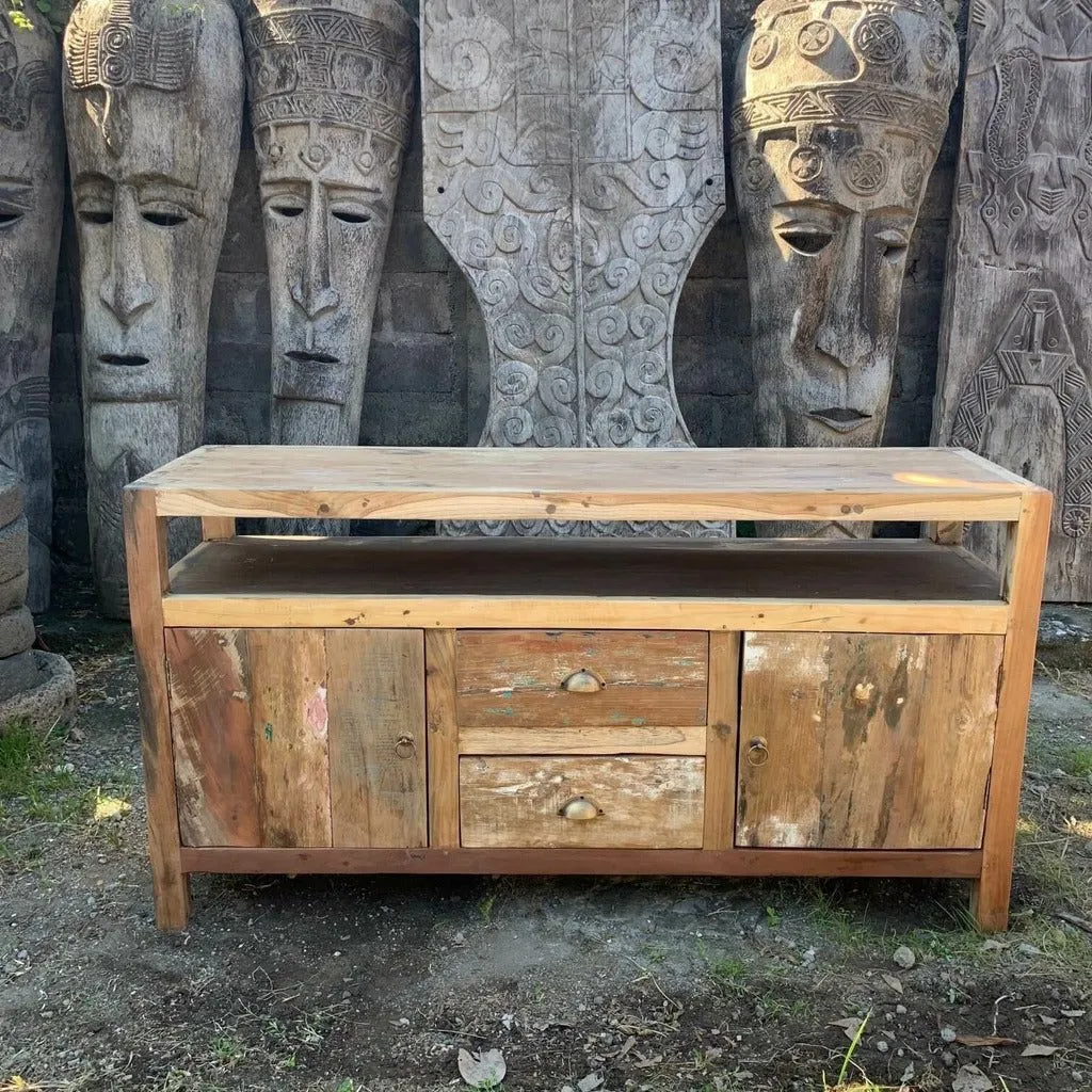 Wooden TV Stand  - Upcycled Teak Wood Cupboard - Recycled & Fairly Traded