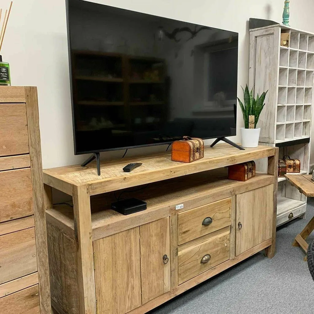 Wooden TV Stand  - Upcycled Teak Wood Cupboard - Recycled & Fairly Traded