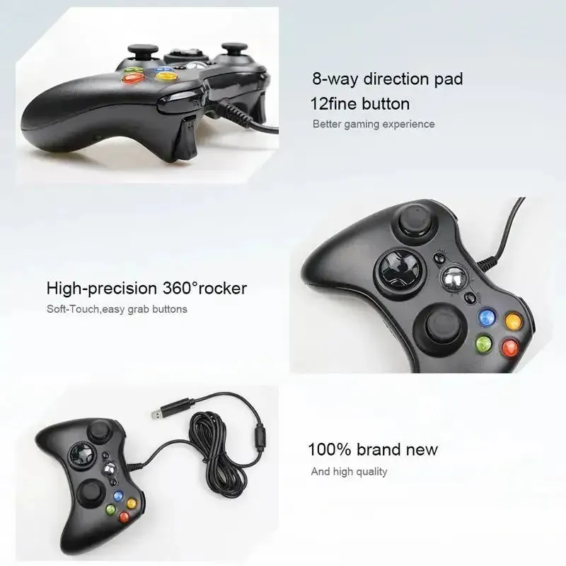 Xbox 360 style wired Slim Pad Game Controller