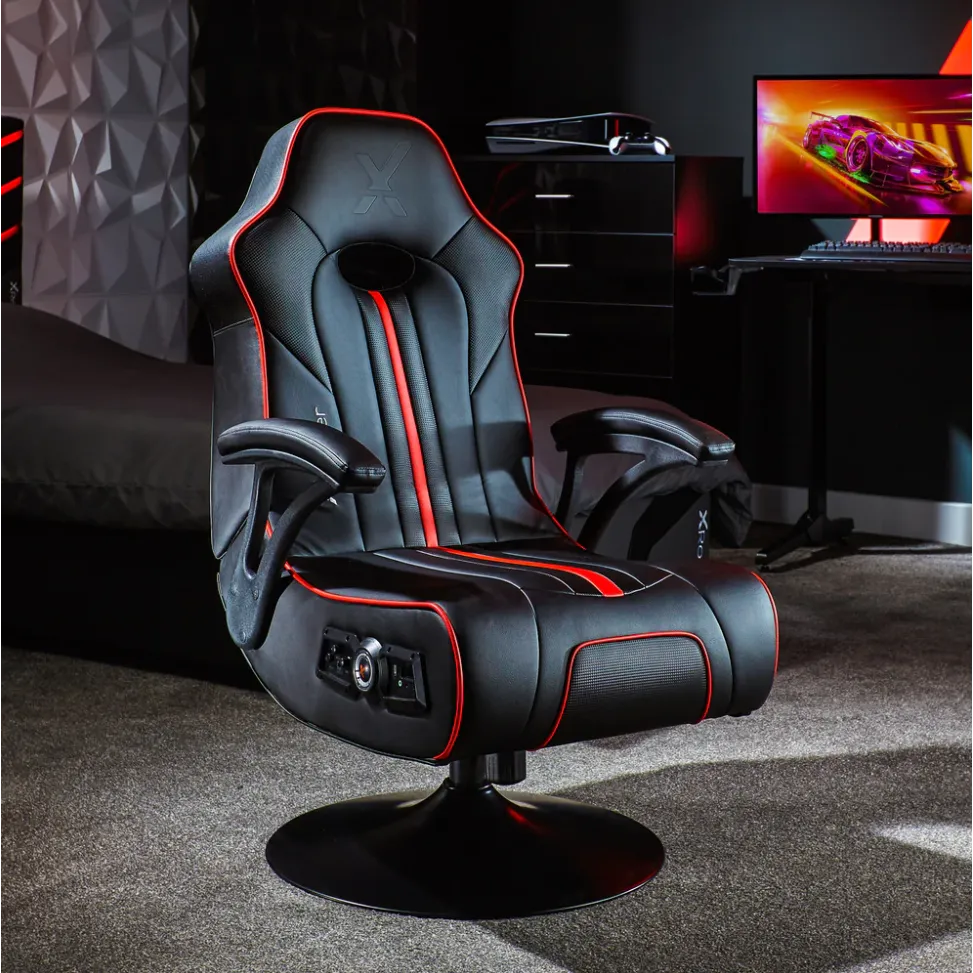【XRocker電競椅💺 Autumn Special Offer 🍁勁減優惠】X Rocker Torque 2.1 Dual Pedestal 腰部震動人體工學電競椅 - Black 黑色 (代理直送及安裝)